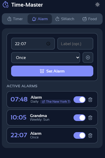 Alarm Tab